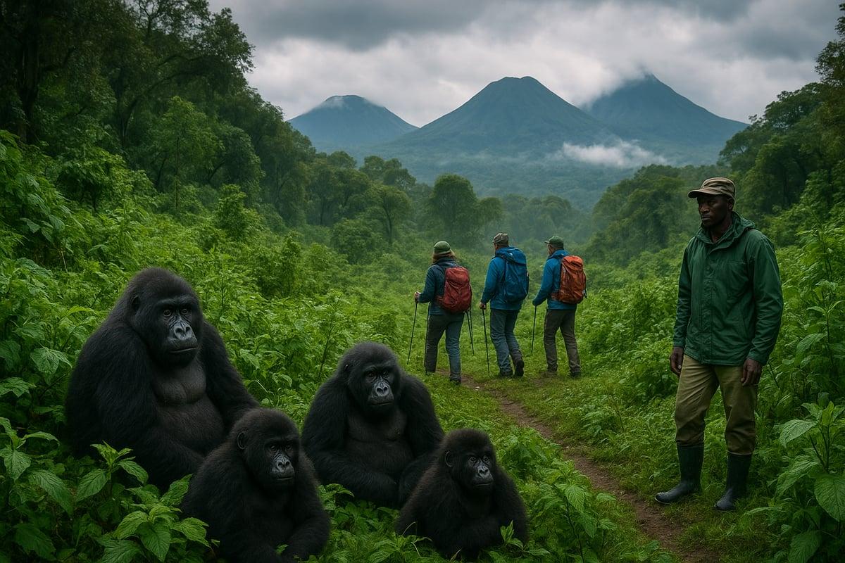 Gorilla in the forested mountains of Rwanda